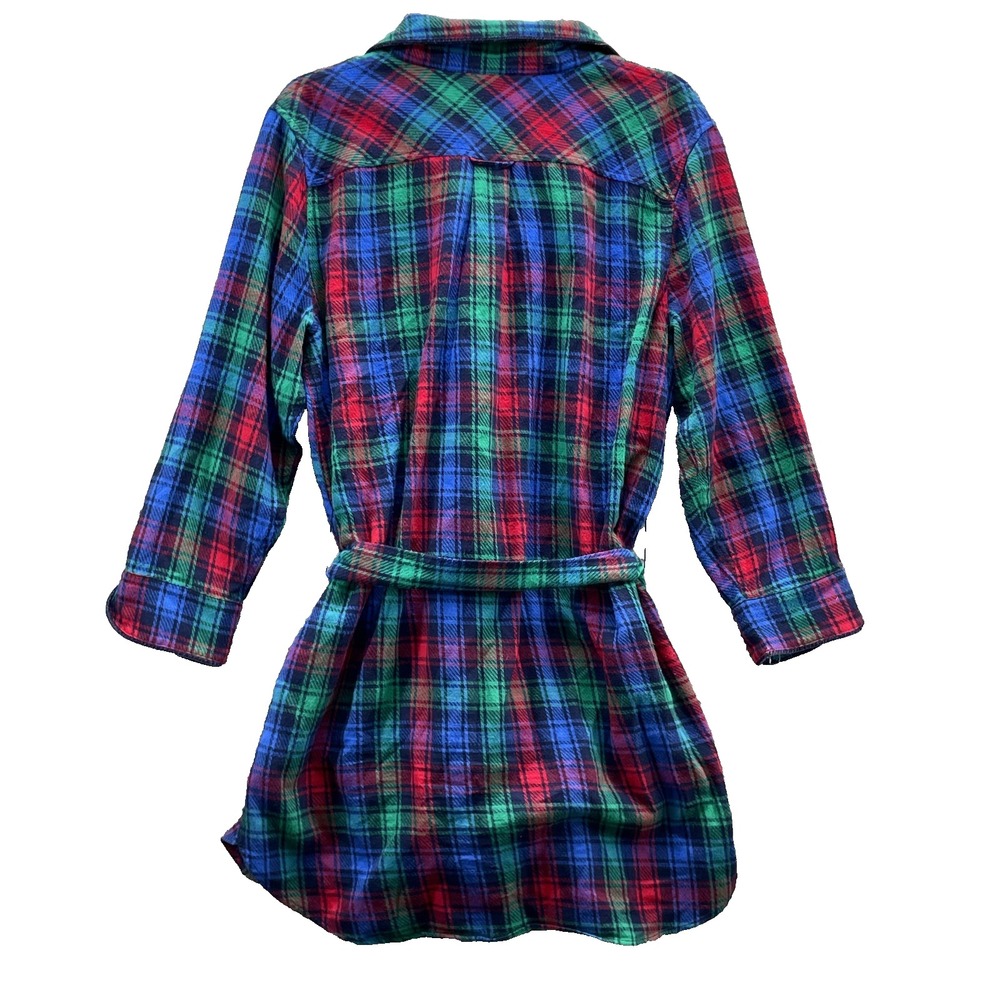 Lands' End Flannel Shirt Dress Women Large Plaid Tunic Western Fall Outdoor Gorp - Picture 2 of 10